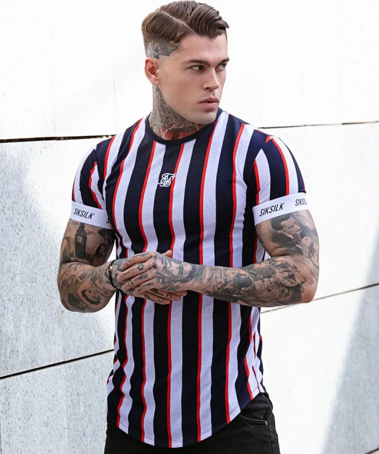 Trendy Men's Vertical Striped Sports Top
