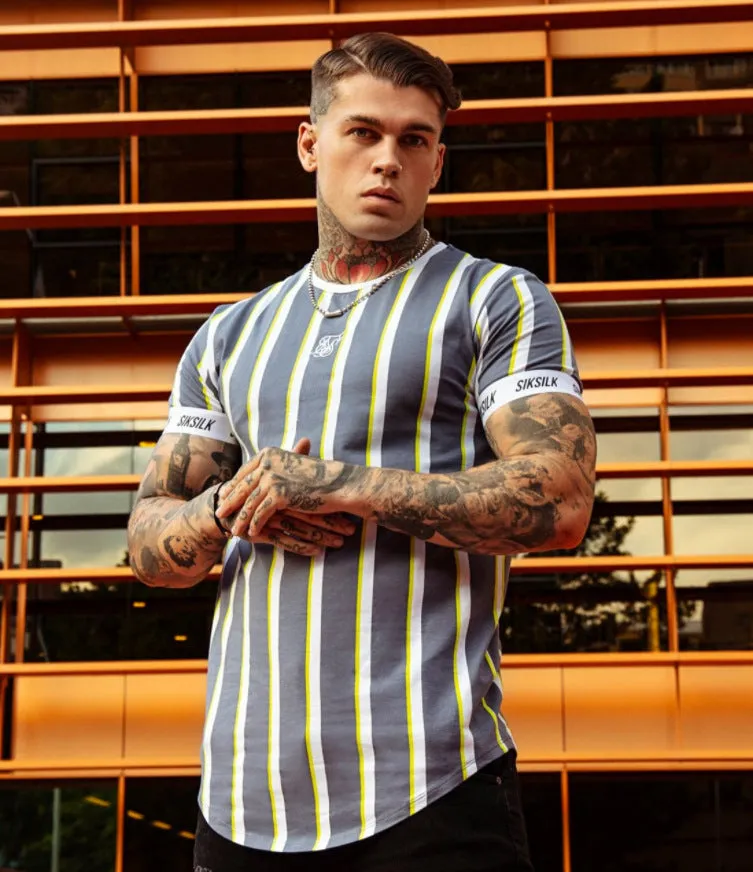 Trendy Men's Vertical Striped Sports Top