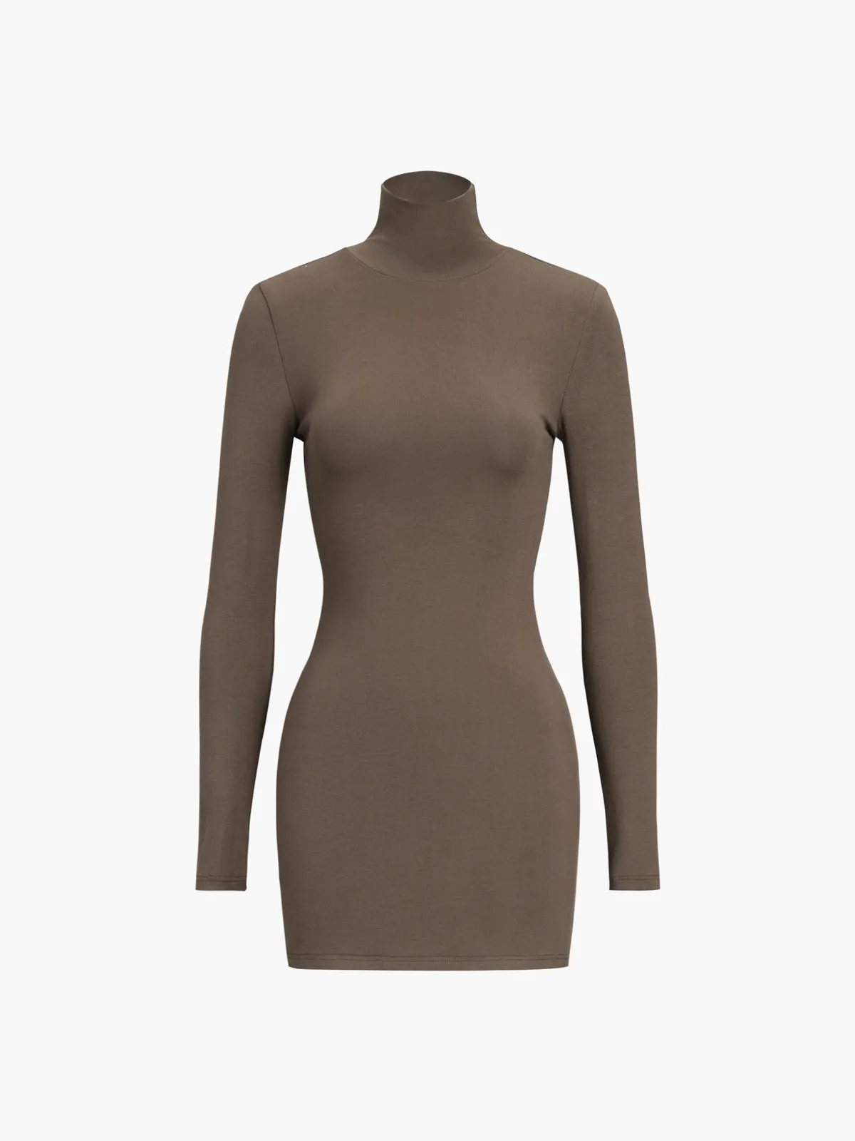 Turtleneck Open Back Trendy Long Sleeve Short Dress