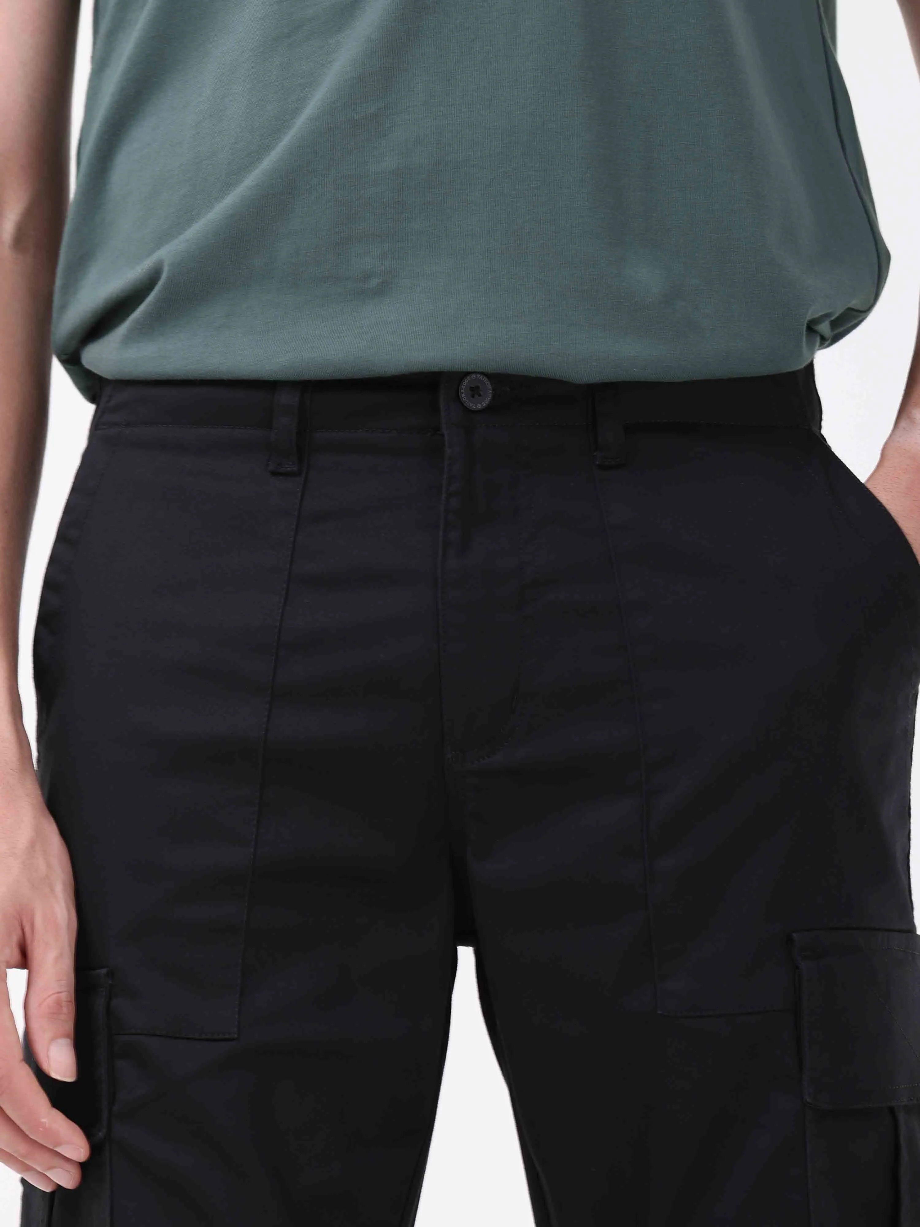 Ultra Stretch Straight Fit Black Cargo
