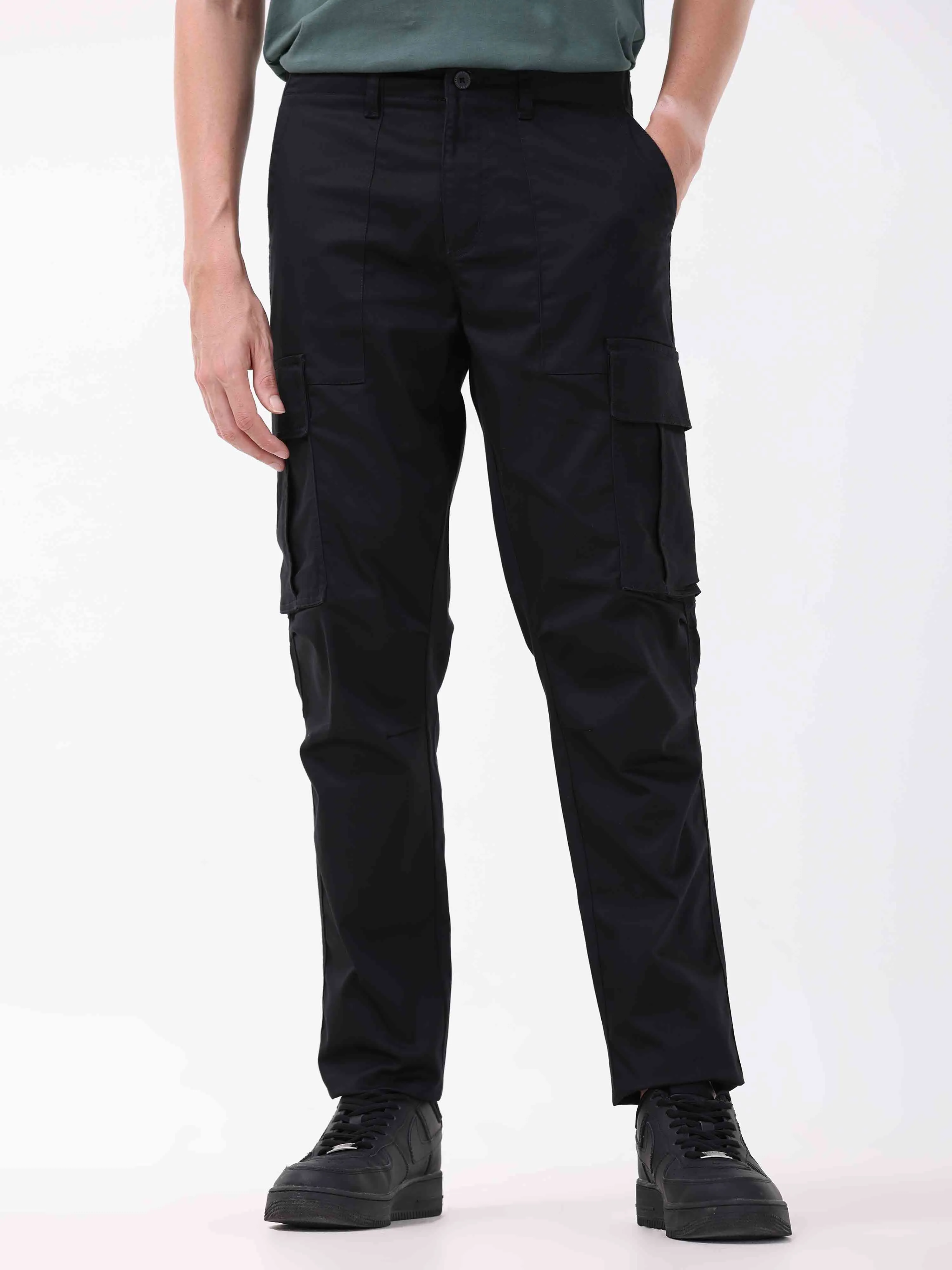 Ultra Stretch Straight Fit Black Cargo