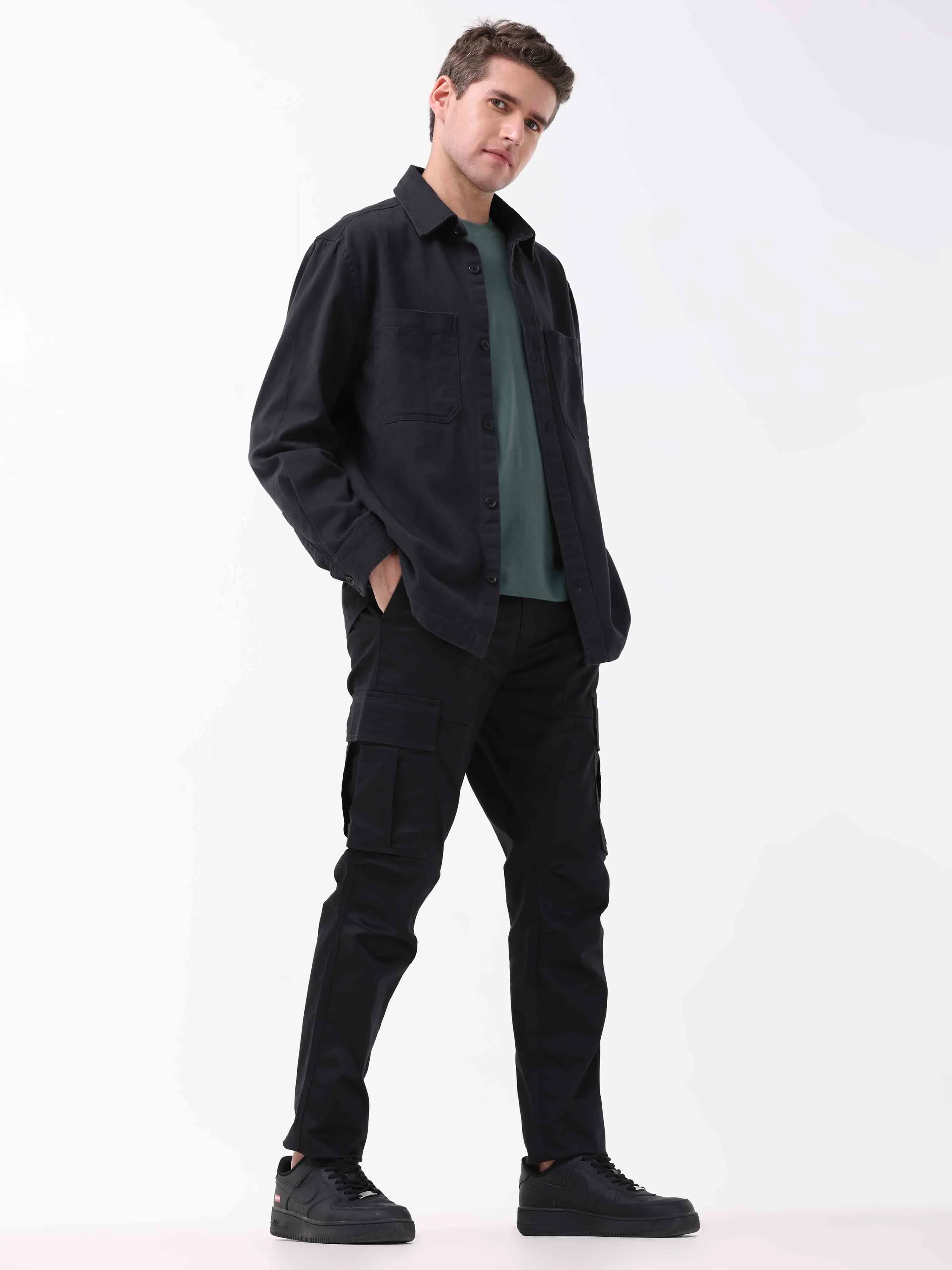 Ultra Stretch Straight Fit Black Cargo