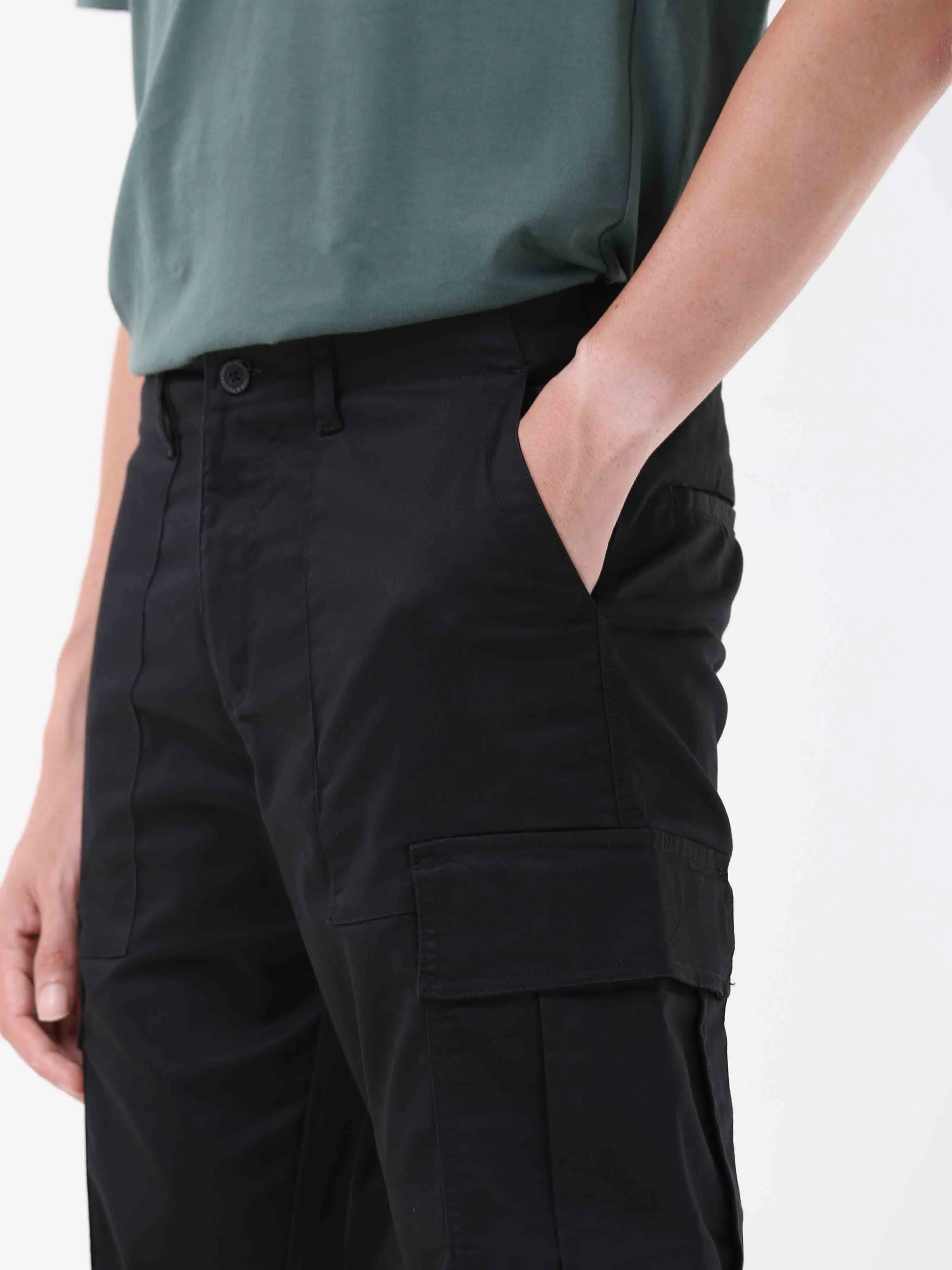 Ultra Stretch Straight Fit Black Cargo