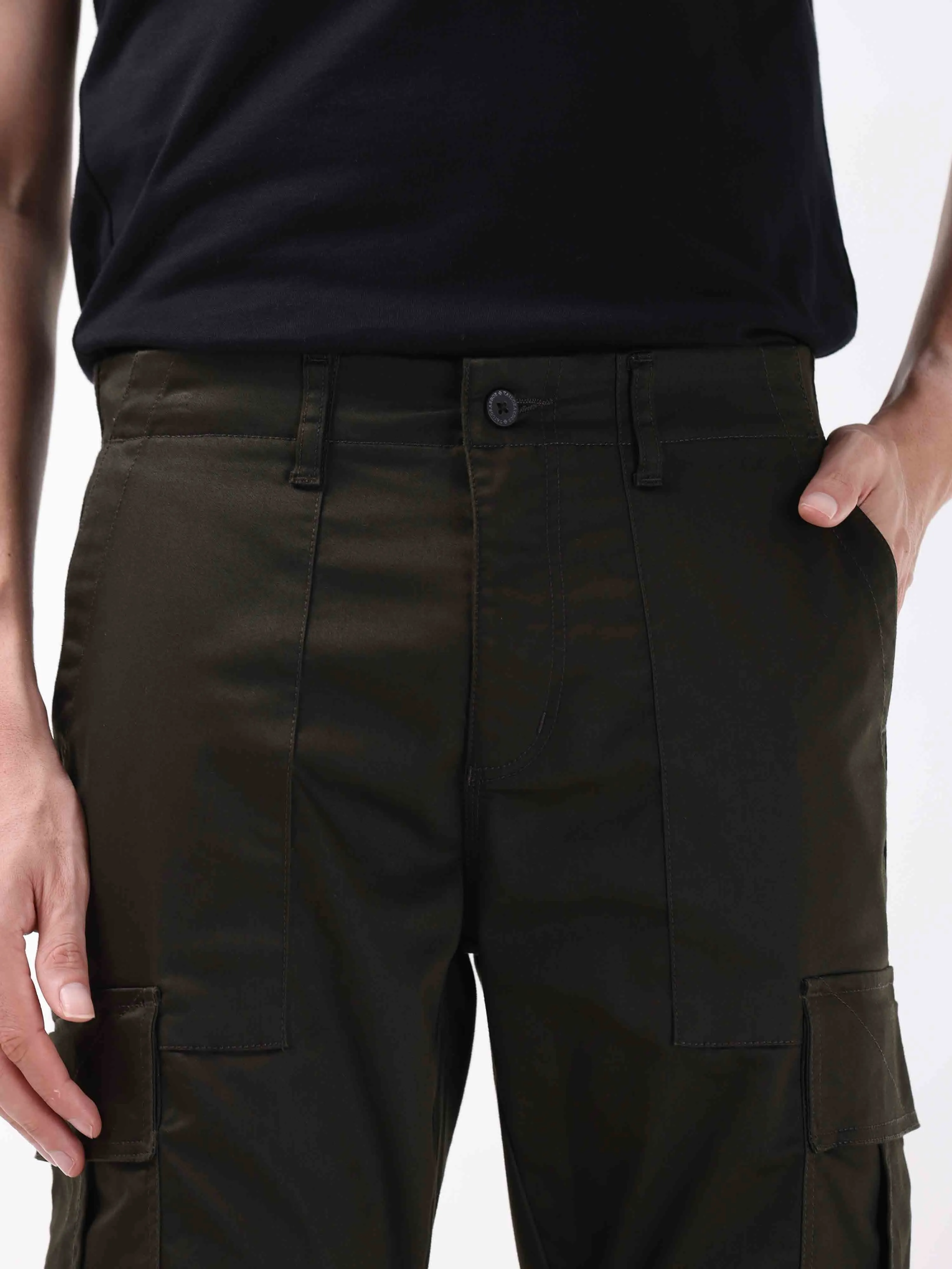 Ultra Stretch Straight Fit Dark Olive Cargo