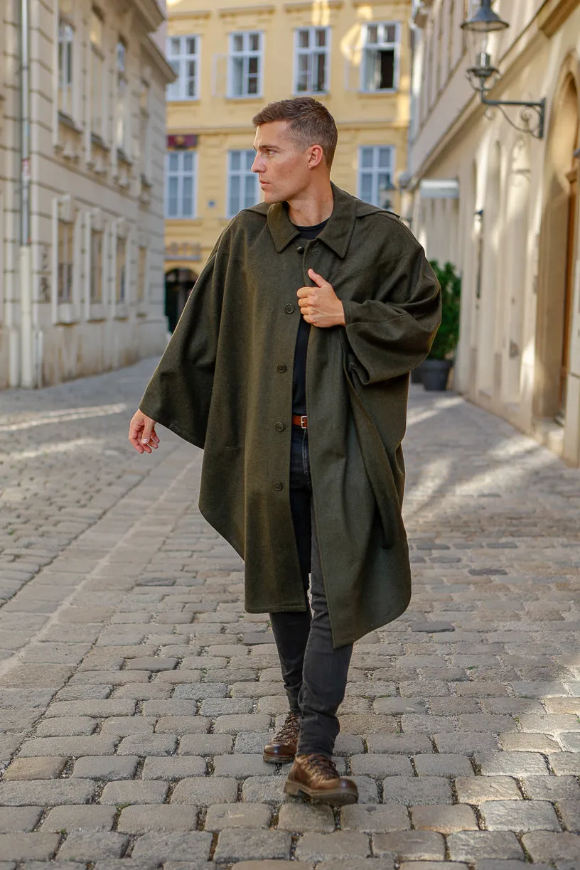 Unisex / Green Loden Cape