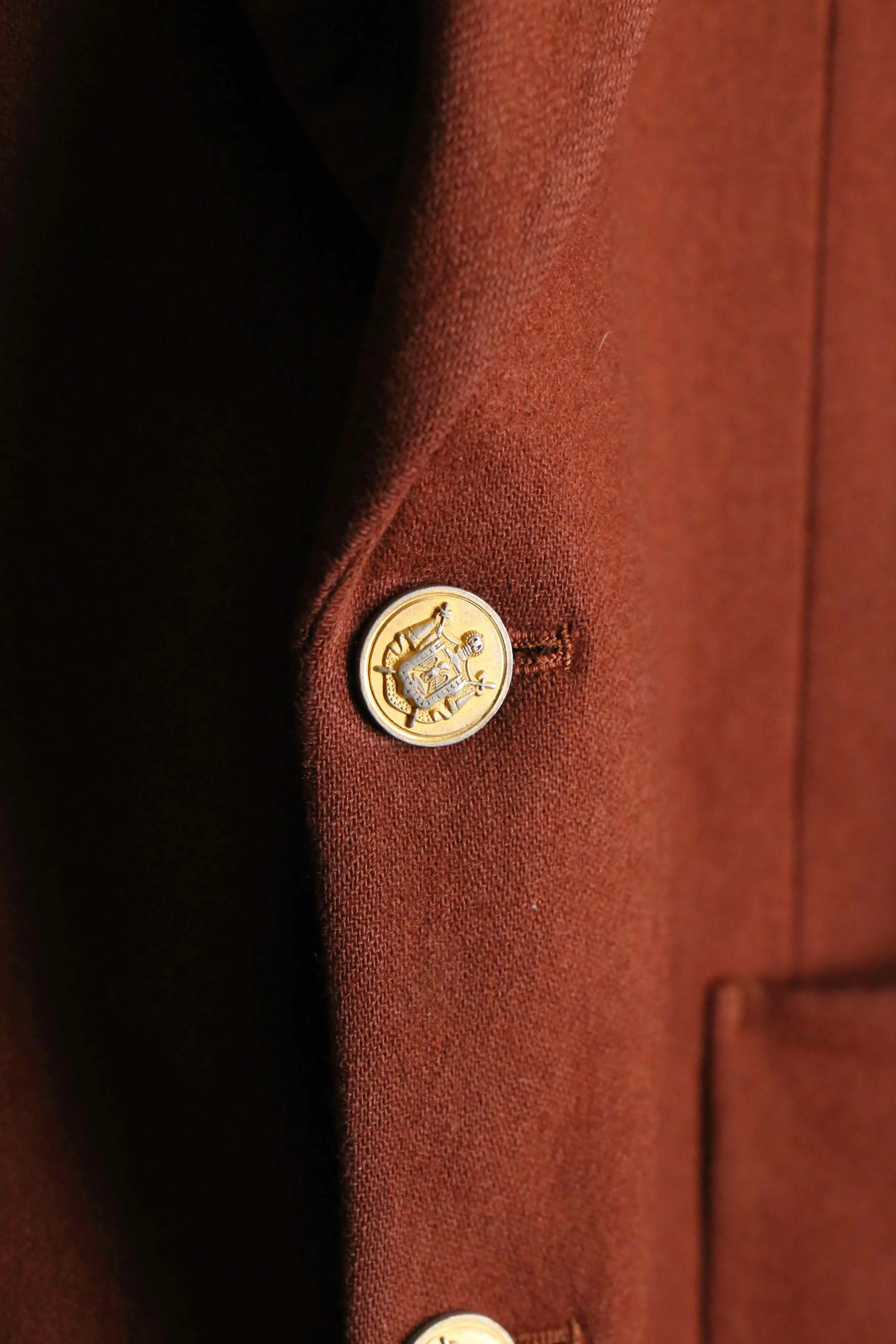vermilion color wool single gold button tailored jacket