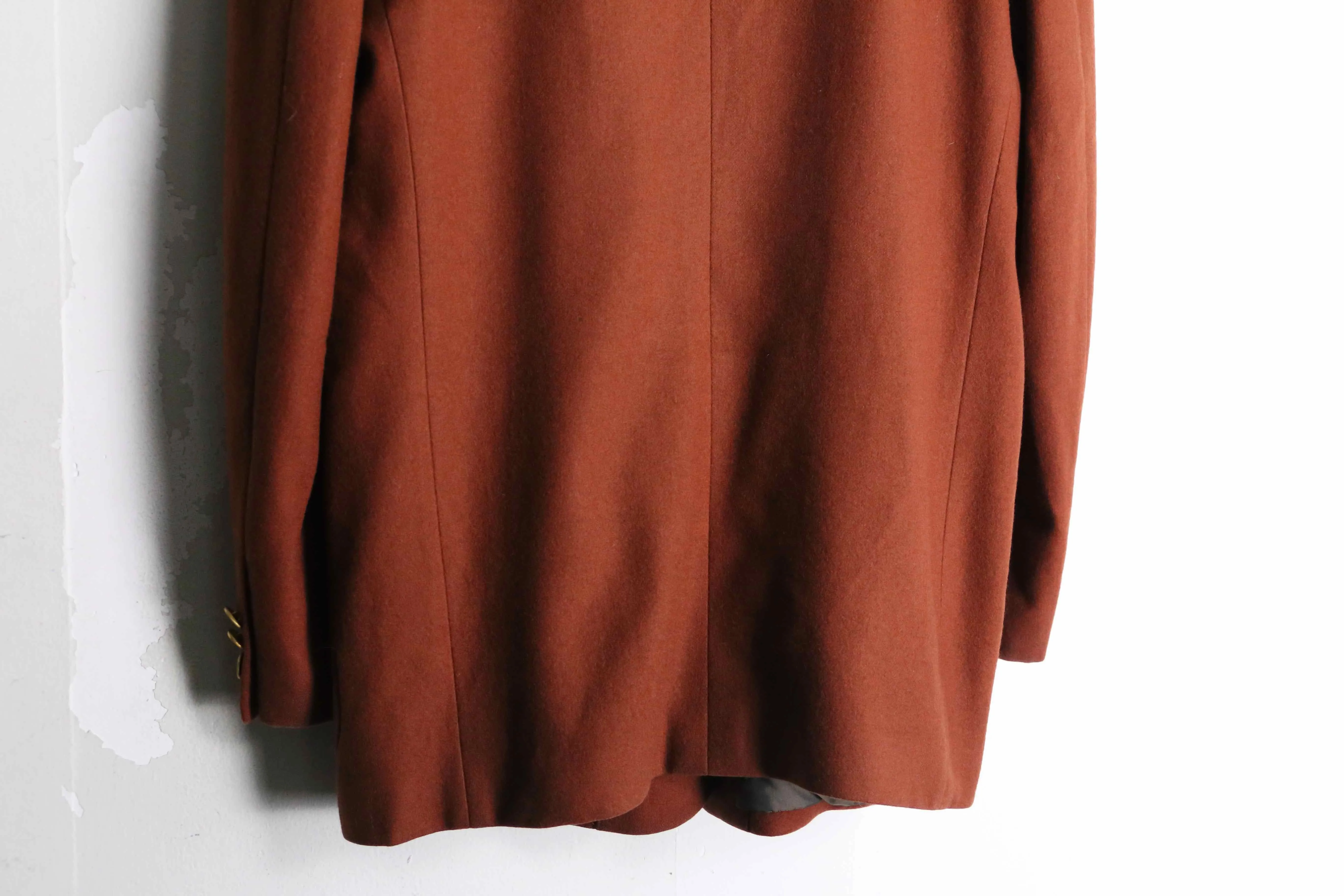 vermilion color wool single gold button tailored jacket