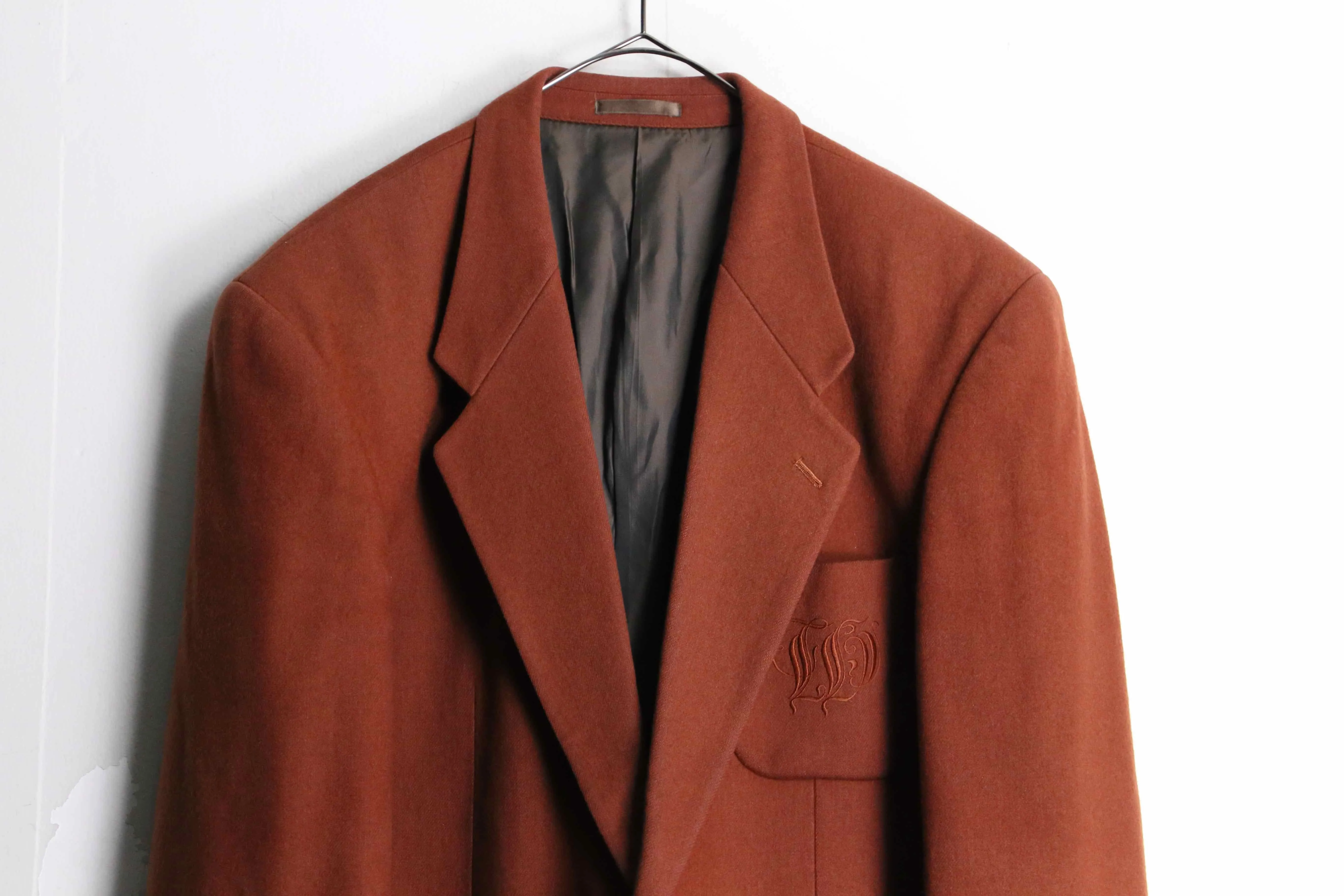 vermilion color wool single gold button tailored jacket