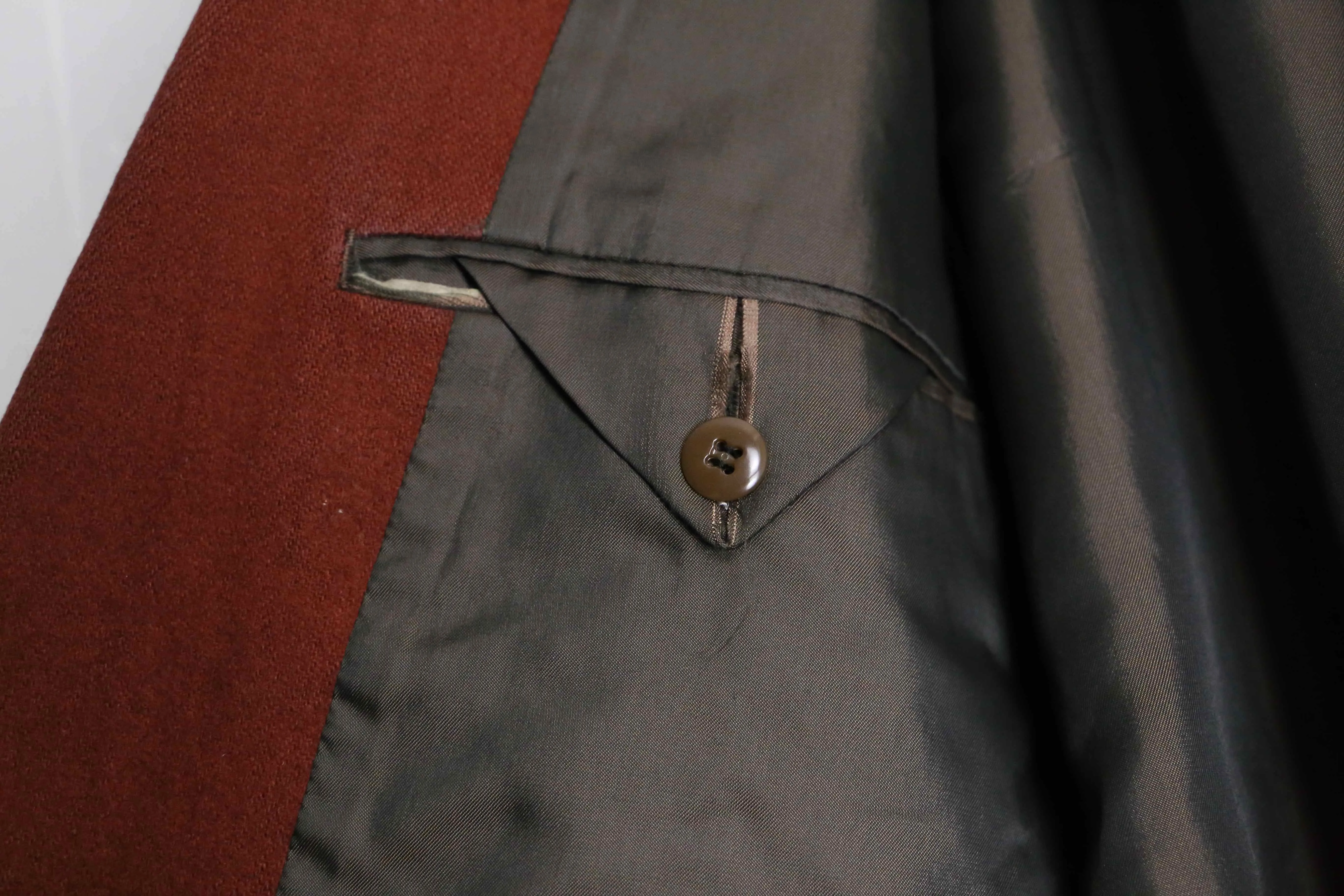 vermilion color wool single gold button tailored jacket