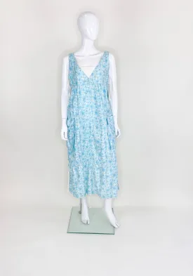 Vintage Courreges Turqouise Floral Smock Dress