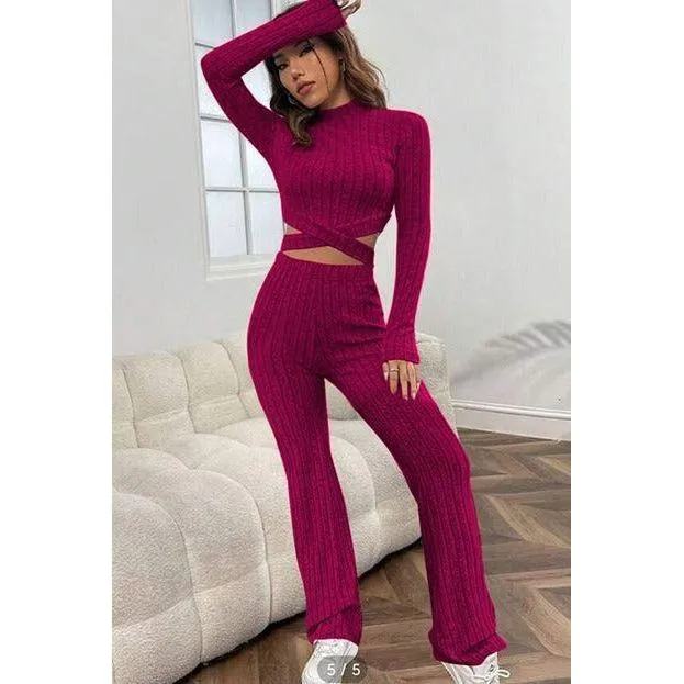 Vintage Knitted Turtleneck Top & Pant Set