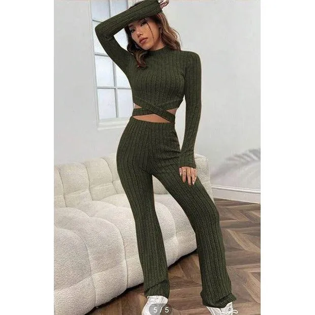 Vintage Knitted Turtleneck Top & Pant Set