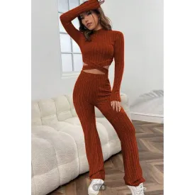 Vintage Knitted Turtleneck Top & Pant Set