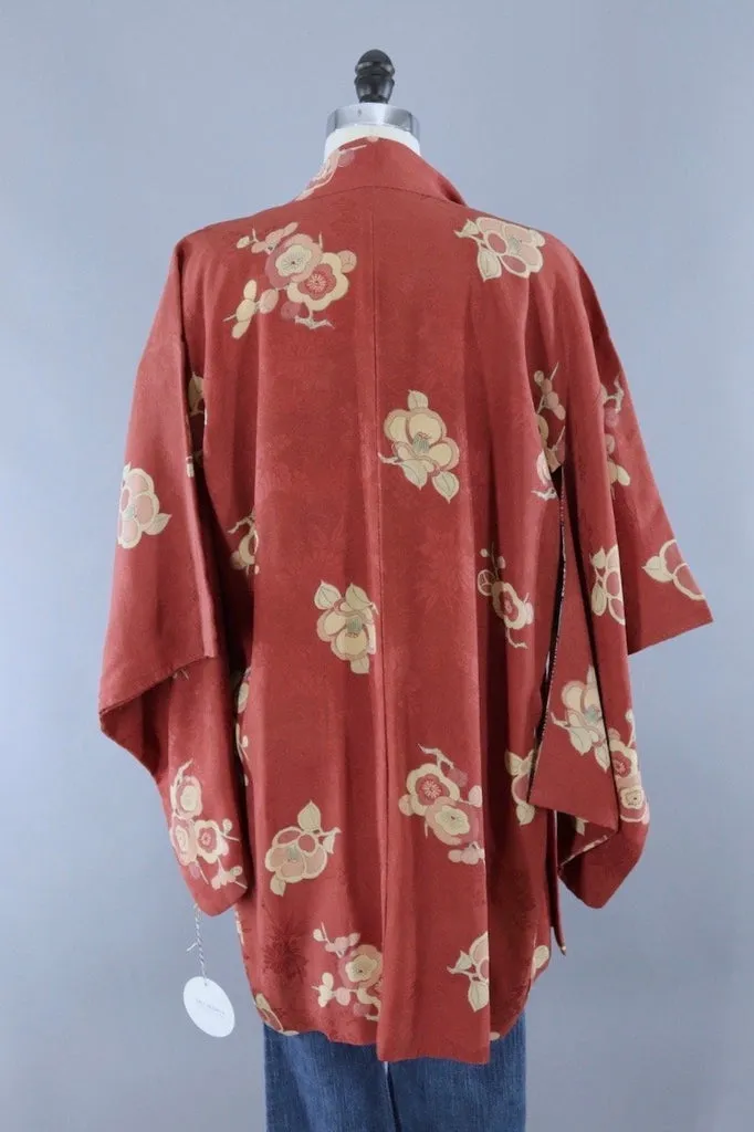 Vintage Terra Cotta Silk Kimono Cardigan
