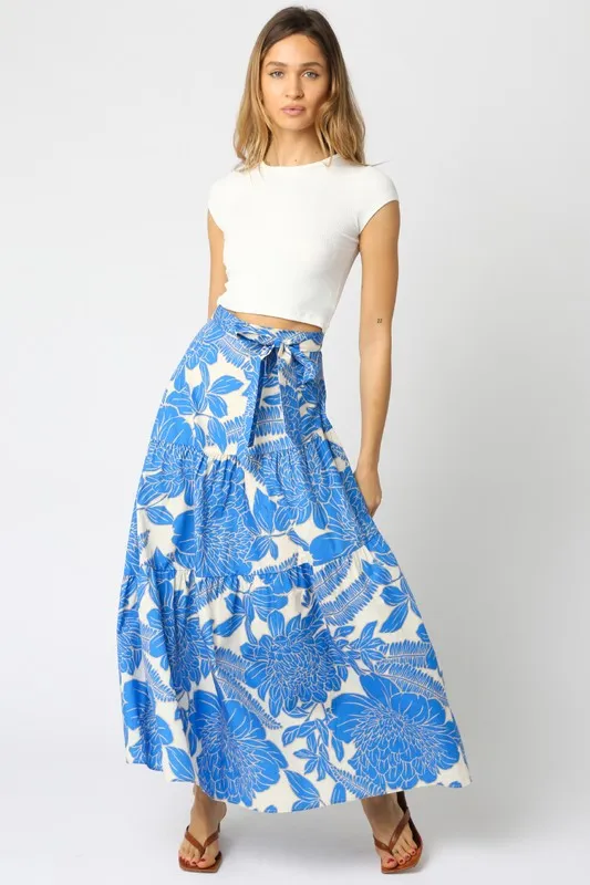 Waitlist 3/20 ♥ Heidi High Waist Tie Floral Print Maxi Skirt Blue