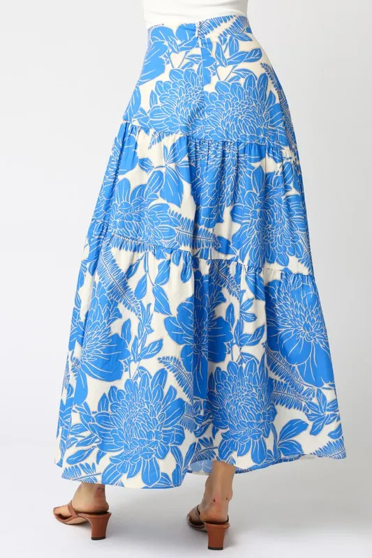 Waitlist 3/20 ♥ Heidi High Waist Tie Floral Print Maxi Skirt Blue