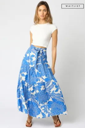 Waitlist 3/20 ♥ Heidi High Waist Tie Floral Print Maxi Skirt Blue