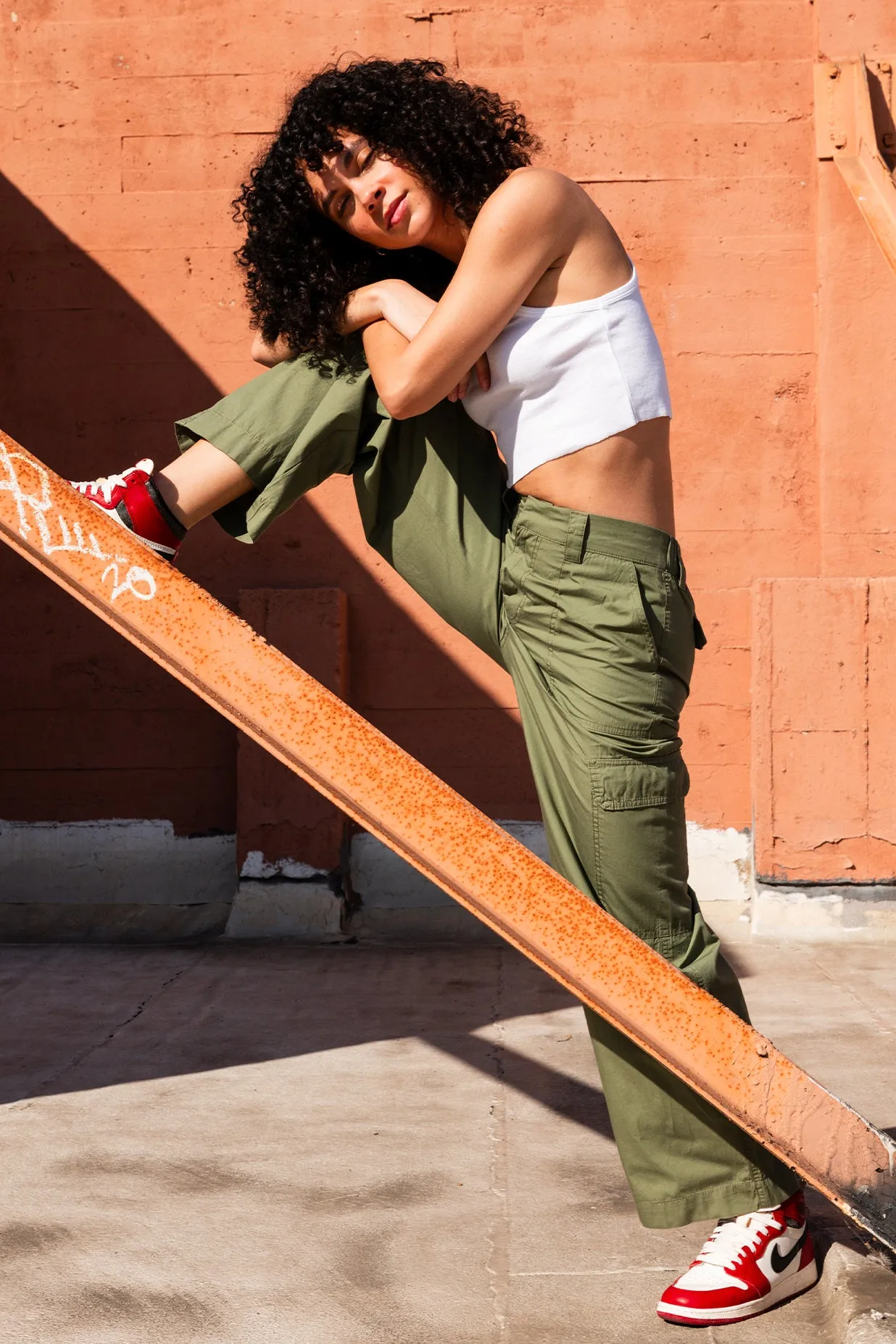 WIDE LEG CARGO PANT - OLIVE