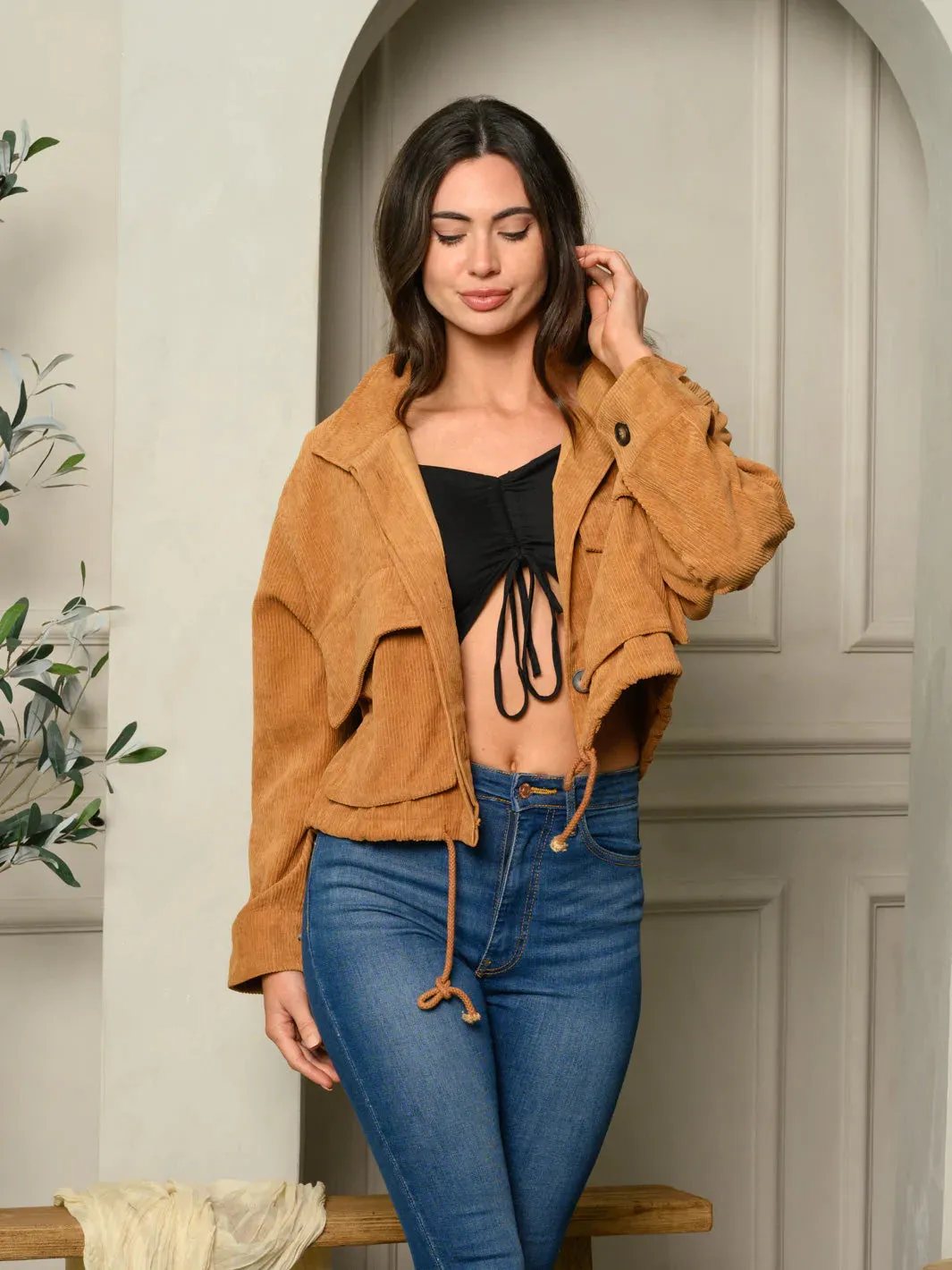 Women's Cropped Corduroy Jacket