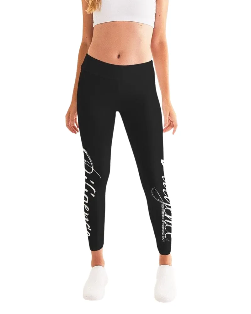 Women's Leggings, Diligence Persistence of Mind Over Body Yoga Pants - Black by inQue.Style