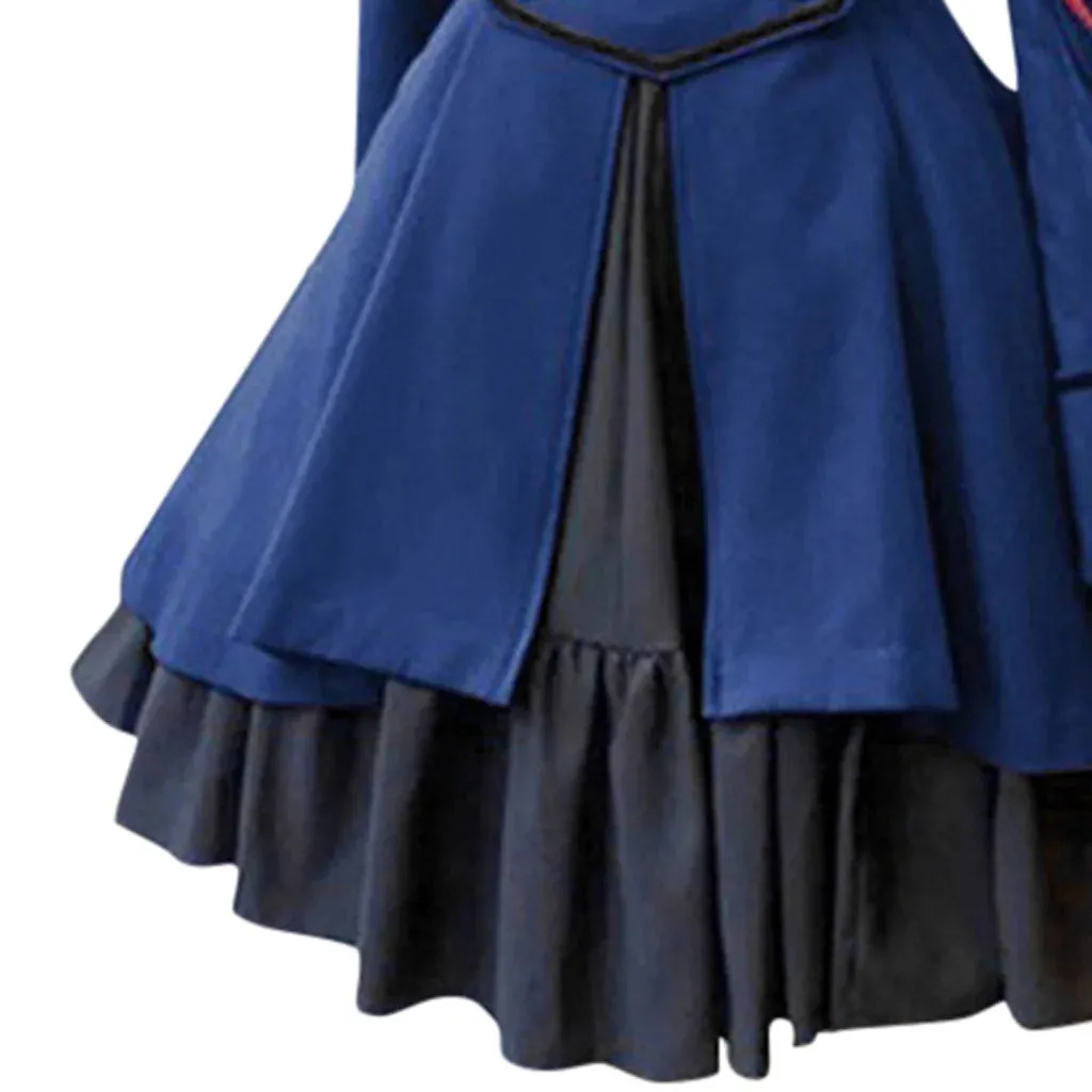 Womens Renaissance Vintage Dress Ball Gown Gothic Court Square Collar Medieval Costume Dresses Halloween Cosplay Princess Dress