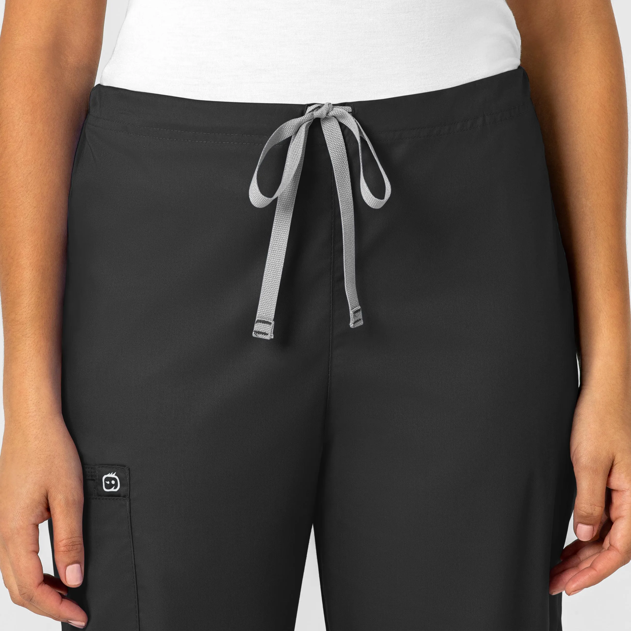 WonderWORK Unisex Drawstring Cargo Scrub Pant - Black