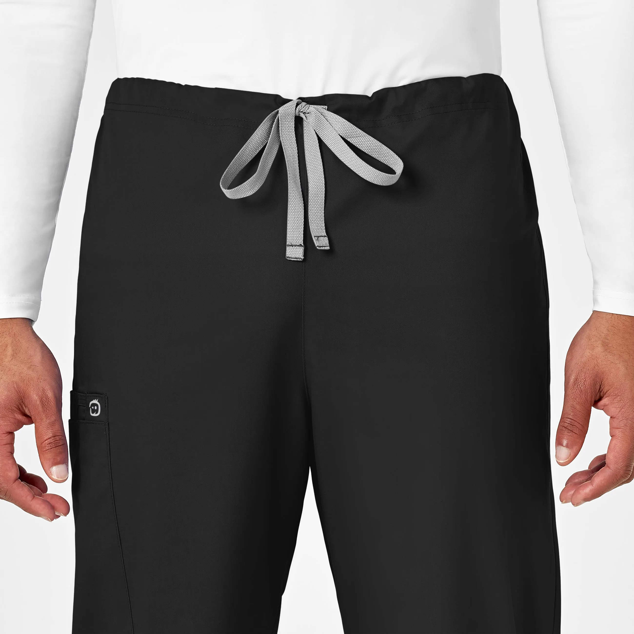 WonderWORK Unisex Drawstring Cargo Scrub Pant - Black