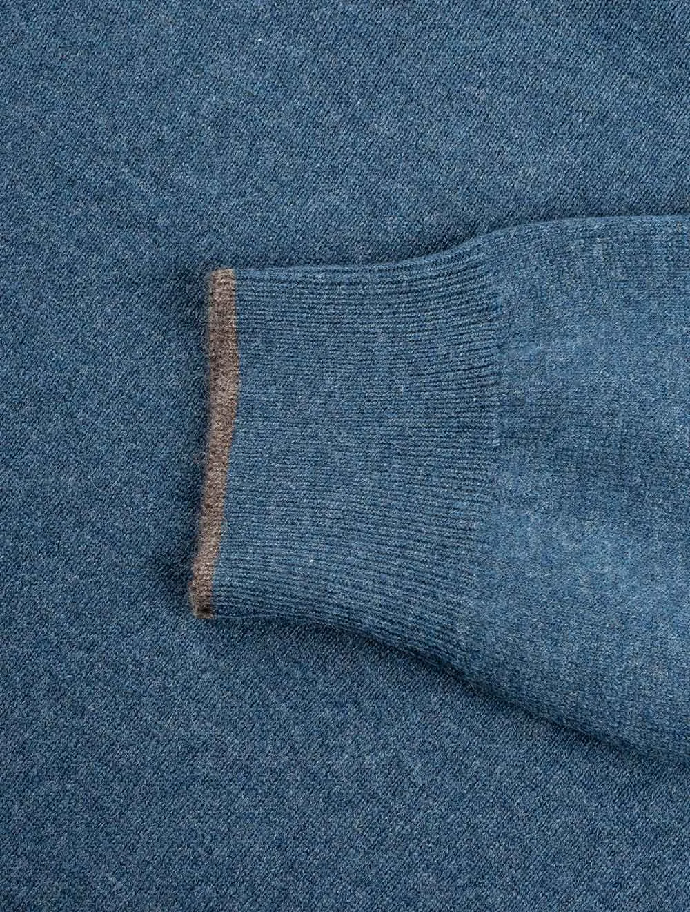 Wool And Cashmere Half Zip Blue