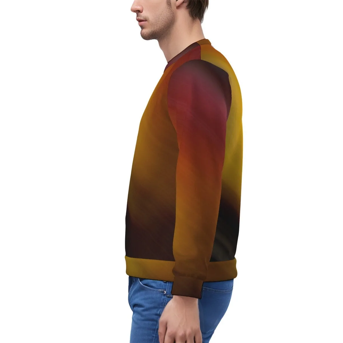 Yellow Mustard Fleece sweater, Ombre Sweater, Vintage inspired Sweater, Two Tone Sweater, Yellow Brown Sweatshirt, Men's Mustard Sweater