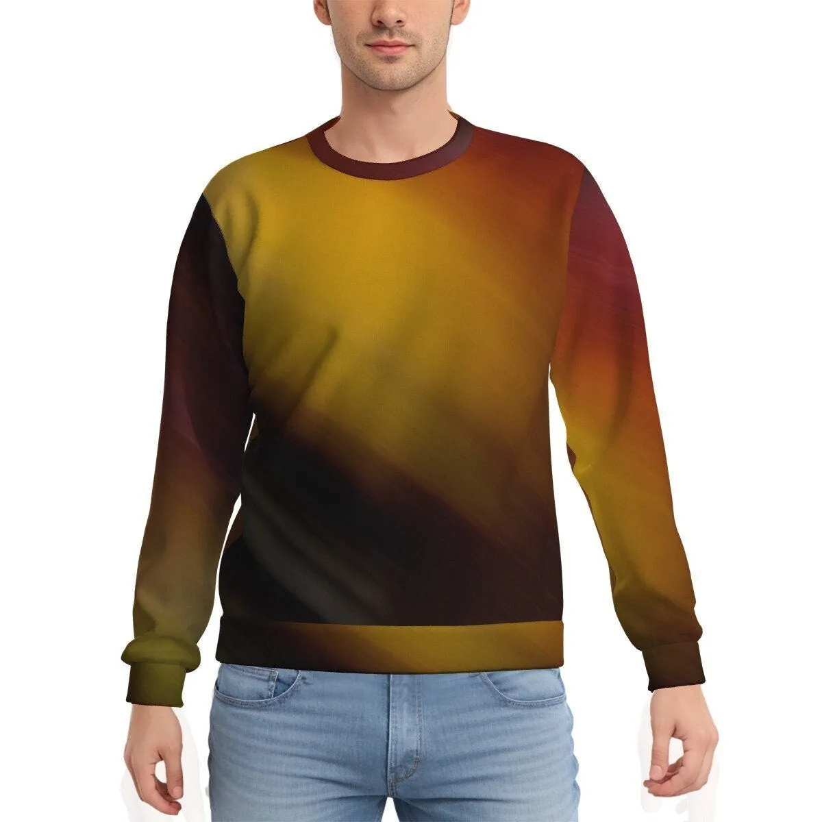 Yellow Mustard Fleece sweater, Ombre Sweater, Vintage inspired Sweater, Two Tone Sweater, Yellow Brown Sweatshirt, Men's Mustard Sweater