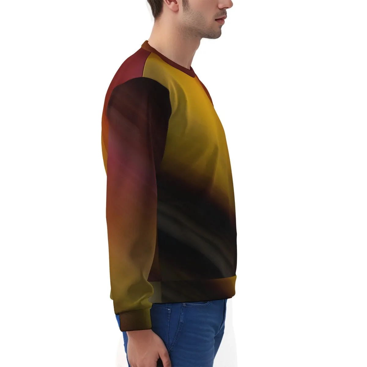 Yellow Mustard Fleece sweater, Ombre Sweater, Vintage inspired Sweater, Two Tone Sweater, Yellow Brown Sweatshirt, Men's Mustard Sweater