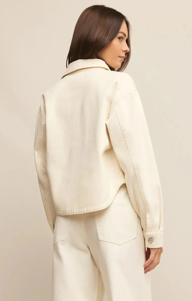 ZSU All Day Cropped Denim Jacket Off White